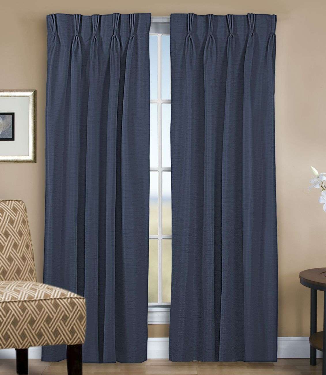 Grasscloth Lined Pinch Pleated (dual header) Drapery Pair and Single Patio Panel Questions & Answers